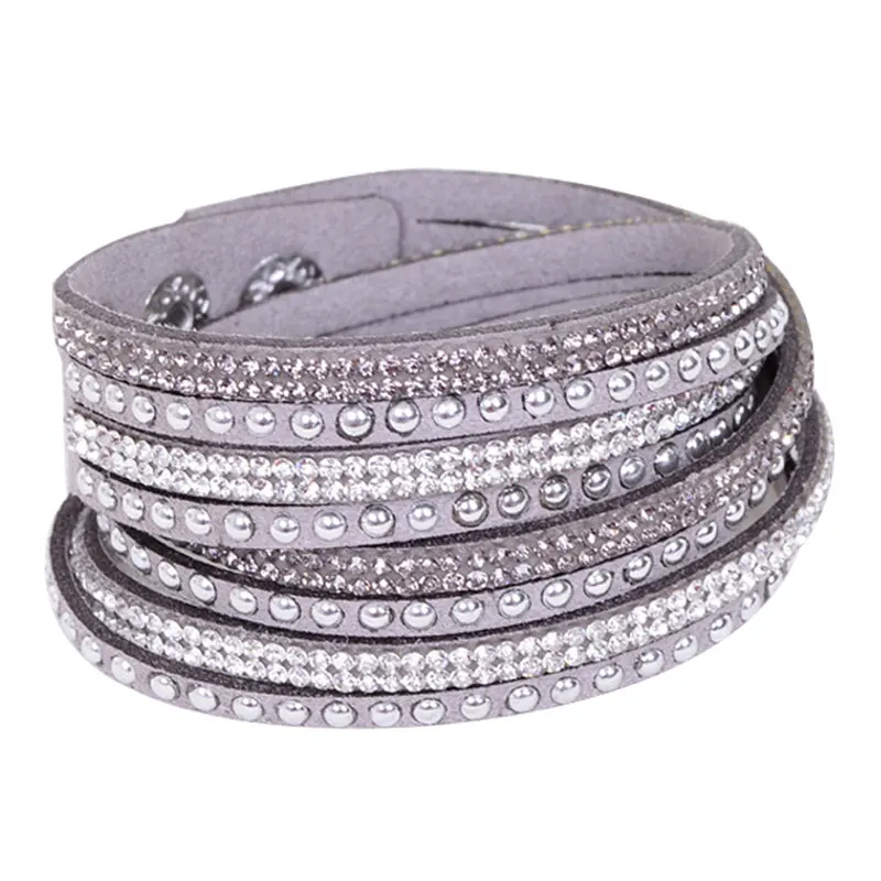 

HOCOLE New Fashion Brand Punk Style Multilayer Buckle Leather Bracelets & Bangles Rivet Bracelet For Women Men Unisex multicolor
