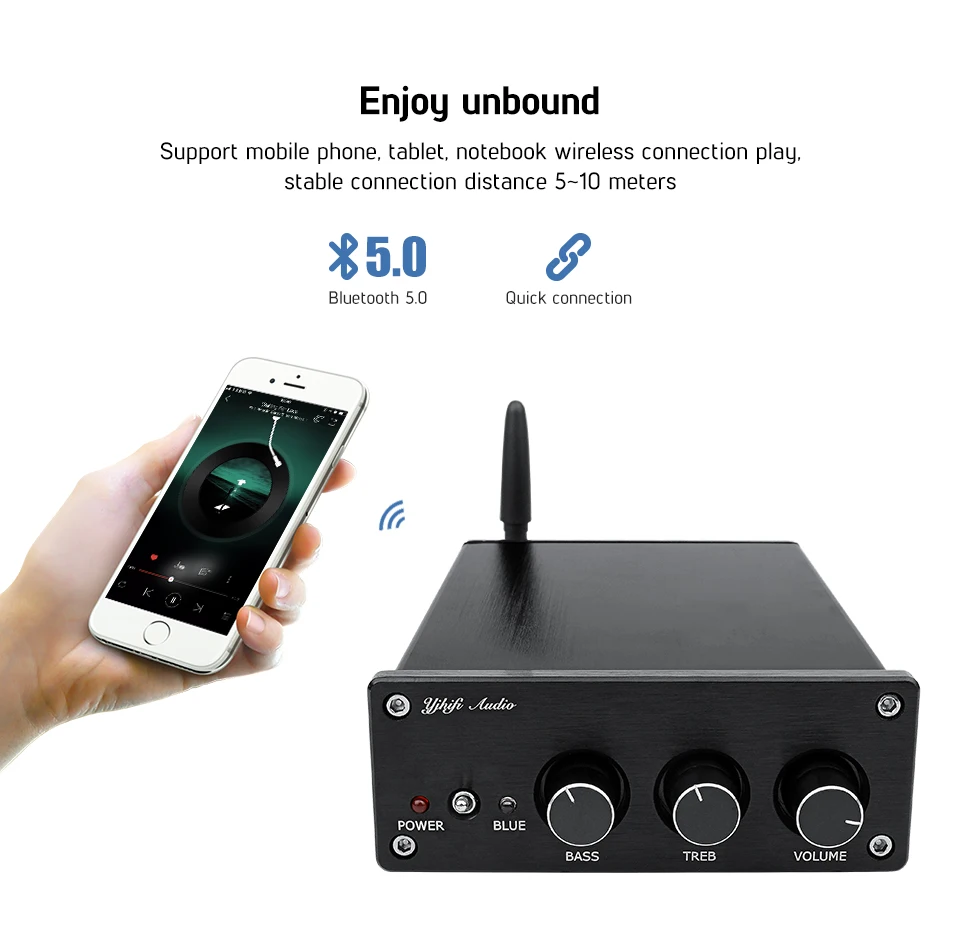 AIYIMA 2,1 Bluetooth 5,0 Усилители звука TPA3255 сабвуфер усилитель 150Wx2+ 325 Вт класса D, Hi-Fi, цифровой Мощность аудио усилитель