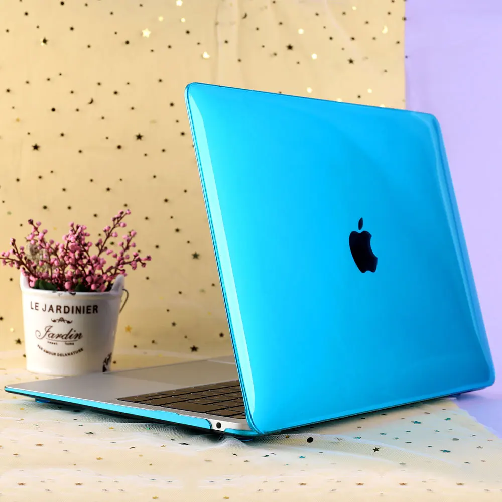 Crystal sky blue Прозрачный кристально чистый чехол для Macbook Air Pro retina 11 12 13 15 16 дюймов Touch Bar/Touch ID A2141 A1932 A1989 A2159 - Цвет: Crystal sky blue