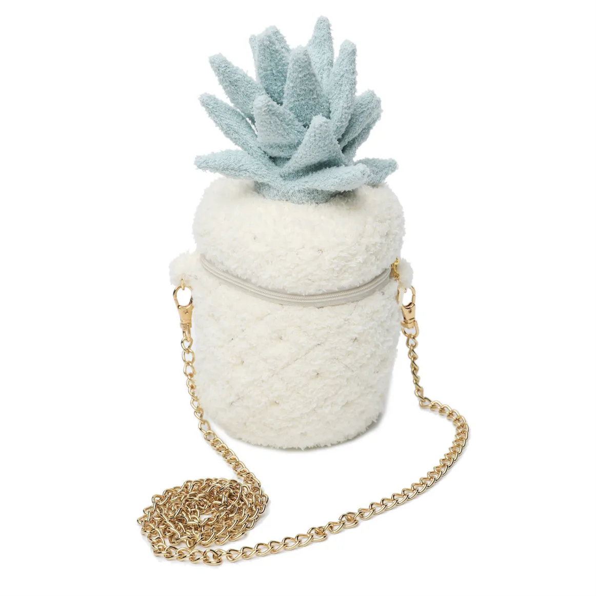 

Gsenmo Pineapple Shoulder Bag Cartoon Crossbody Bags For Women Lovely Plush Bear Head Mini Clip girls Phone Storage Shoulder bag