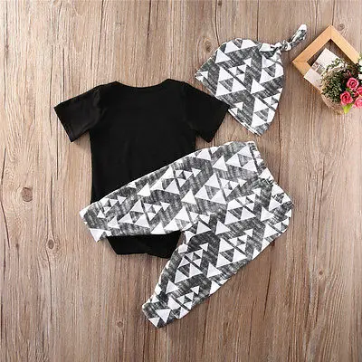Autumn Newborn Infant Baby Boy Cotton Tops Romper Pants Legging Hat Outfits Children Clothes Set |