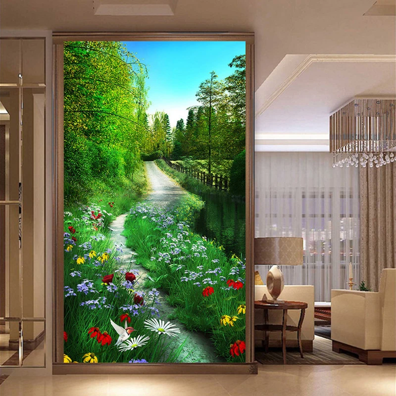 

Custom Mural Wallpaper 3D Forest Path Nature Scenery Painting Fresco Living Room Entrance Hallways Backdrop Wall Papers 3D Decor