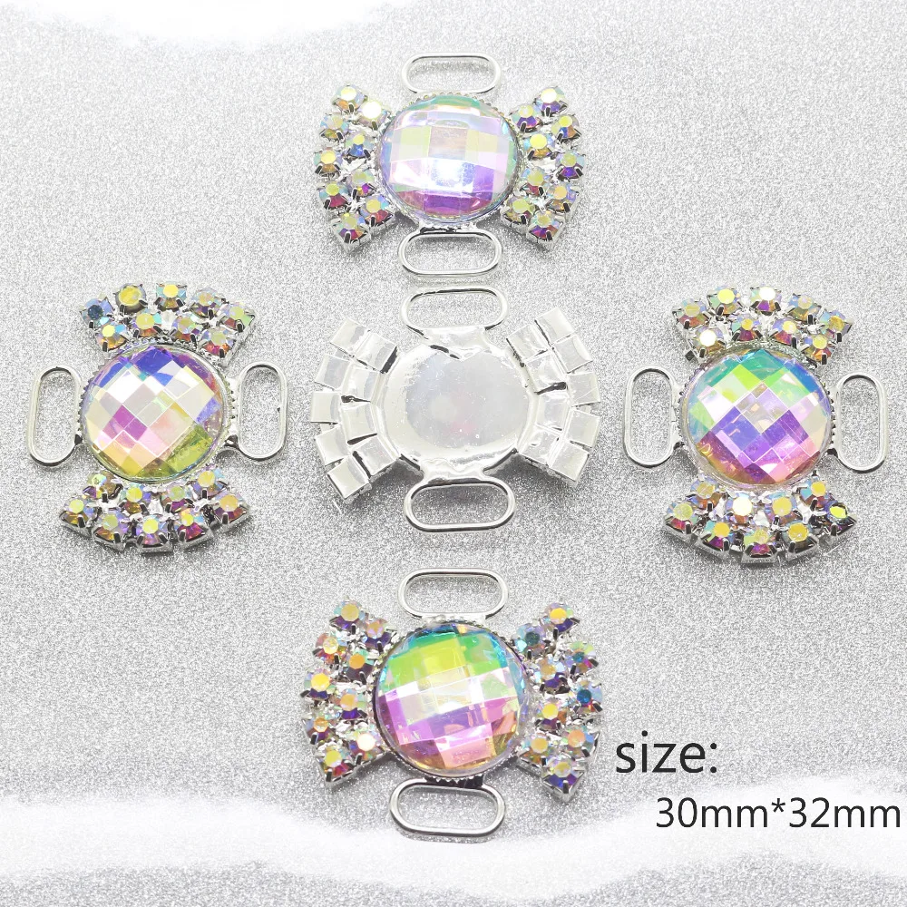 20 шт AB Rhinestone Пряжка бикини коннектор Алмазные Кнопки пригласительная Лента