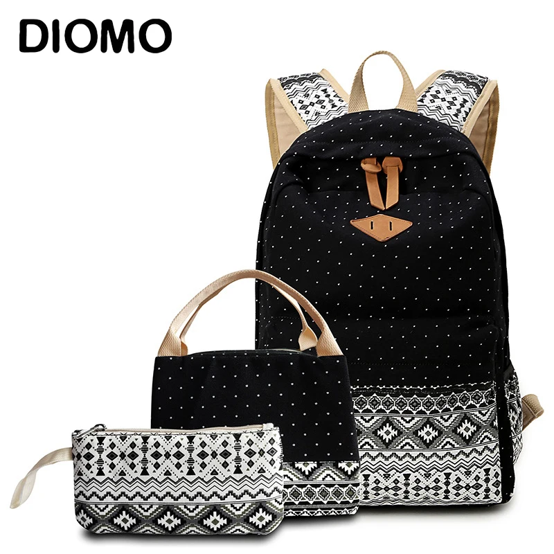 DIOMO 2022 школьные сумки, холст 3 шт./компл., модный светильник, вес, женский рюкзак для студентов, подростков, девочек, школьный рюкзак