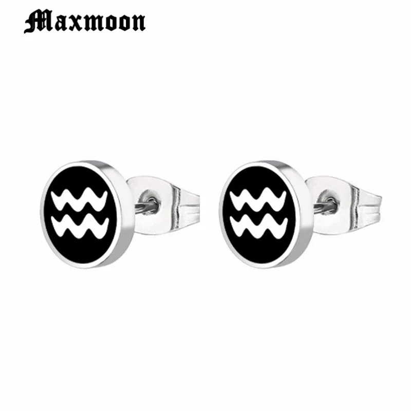 Серьги пусеты Maxmoon из нержавеющей стали с созвездием Водолея для мужчин и женщин