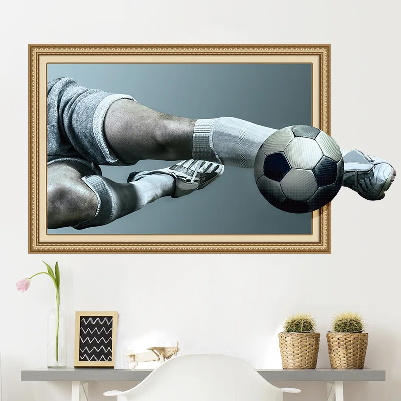 Наклейки на стену 3d стерео футбол самоклеящаяся живопись водонепроницаемые ПВХ
