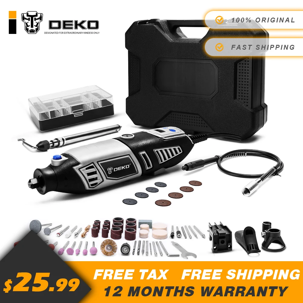 DEKO GJ201 шлифовальный инструмент с переменной скоростью ЖК дисплей Dremel Стиль