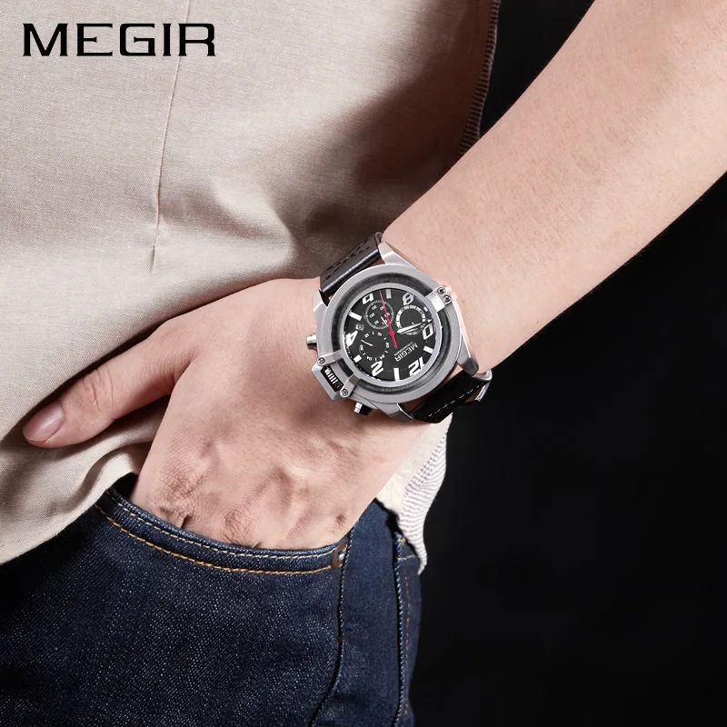 Relogio Masculino Творческий MEGIR Мужская Мода Спорт наручные мужские часы с хронографом
