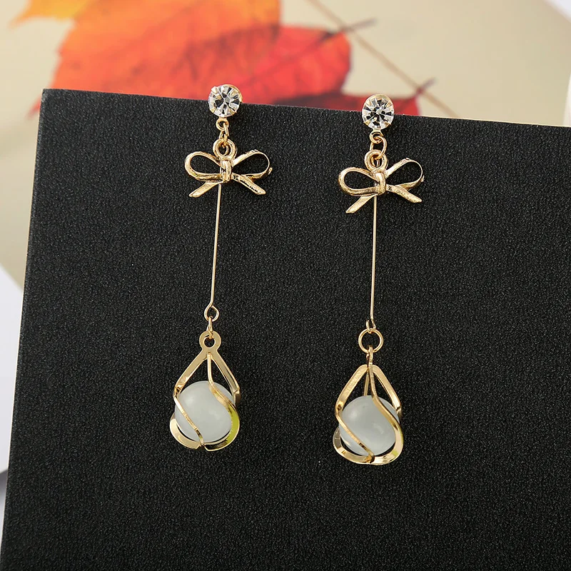 Женские Длинные корейские серьги с бантиком Популярные Новые Серьги кошачий