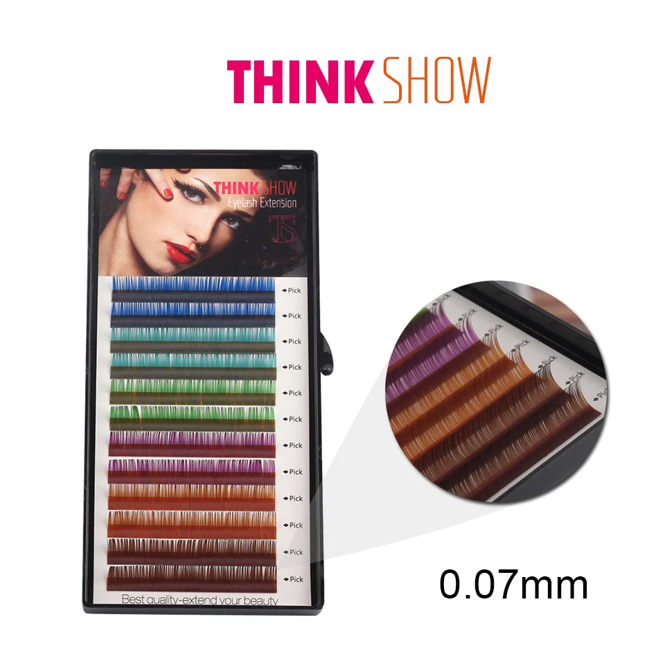

0.07mm Thickness All Size Color Eyelash Extension Silk Volume Eyelash Handmade Individual False Eye Lashes Color Fake Eyelashes