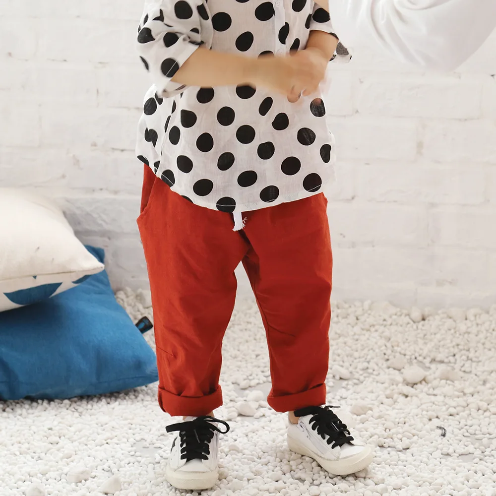 2017 весенние хлопковые брюки дети легко Дети Досуг девочки и мальчики Брюки для