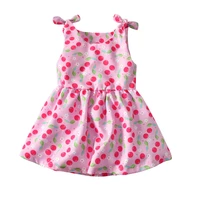 dfxd high quality toddler girls clothes 2018 summer new fashion little baby pink cherry print vest princess dress for 1 5years