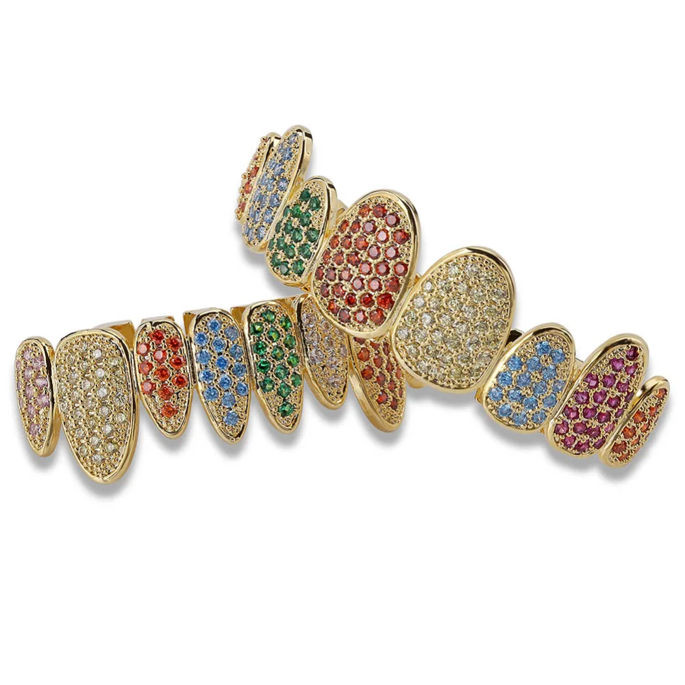 JINAO серебряный цвет Iced Out Gold Grillz ювелирные изделия с кристаллами Верхняя Нижняя решетка 8 зубов ювелирные изделия для тела хип-хоп Bling AAA кубический циркон для мужчин