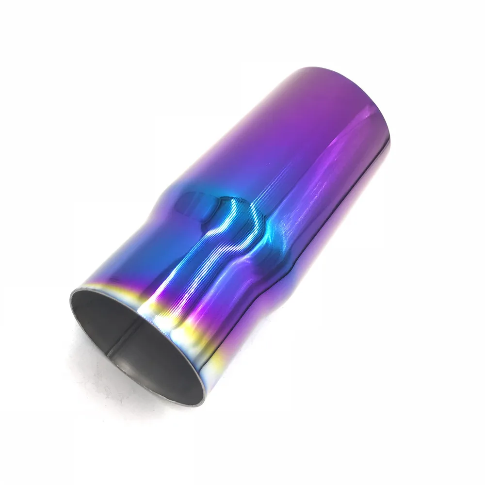 1 Pcs 2.5'' Inlet 3'' Outlet Universal Exhaust Muffler Tip 304 Stainless Steel Pipe Colorful Tailpipe |