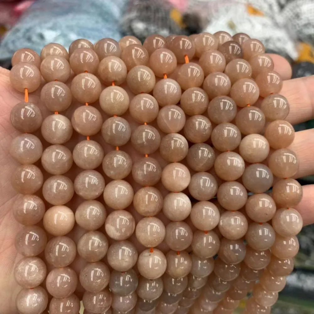 Круглые бусины из солнечного камня, натуральные бусины из драгоценных камней DIY, свободные бусины для изготовления ювелирных изделий, прядь 15 дюймов