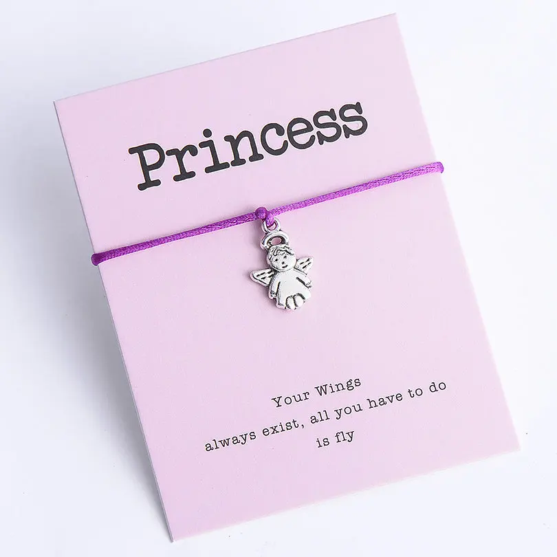 dark purple Pipitree прекрасный принцесса ангел браслет Femme Lucky красная струна Wish браслеты ювелирные изделия подарок для женщин детей регулируемый - Окраска металла: dark purple