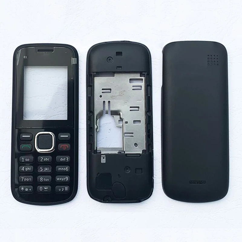 Чехол BINYEAE с полным корпусом для Nokia C1-02, чехол с рамкой+ средняя+ задняя крышка+ клавиатура, часть сотового телефона+ логотип