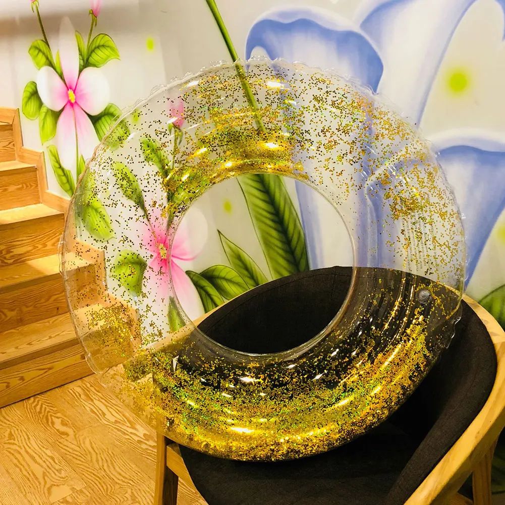 Adults Leak Proof PVC Swimming Ring Semi Transparent Wear Resistant Water Party Safe Floating Sequins Inflatable Lifebuoy | Спорт и