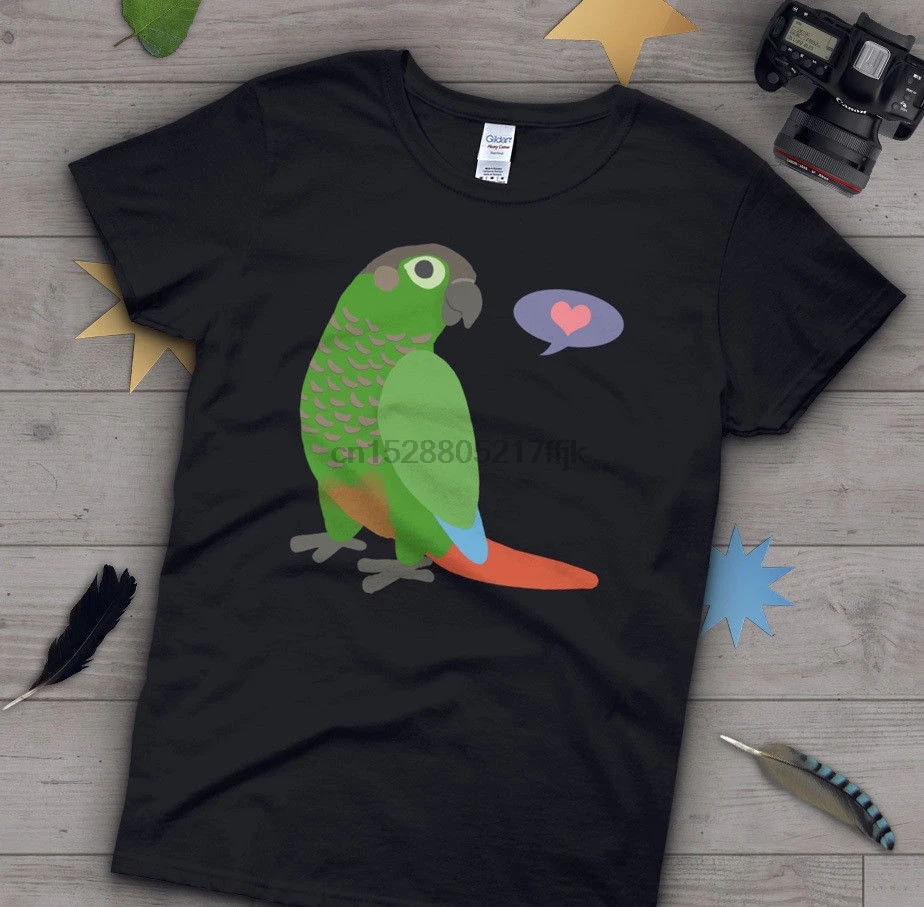 Мужская футболка с коротким рукавом Green Cheek Conure изображением попугая любимого