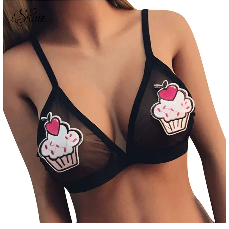 Сексуальные женские черные бюстгальтеры с вышивкой сетчатые регулируемые