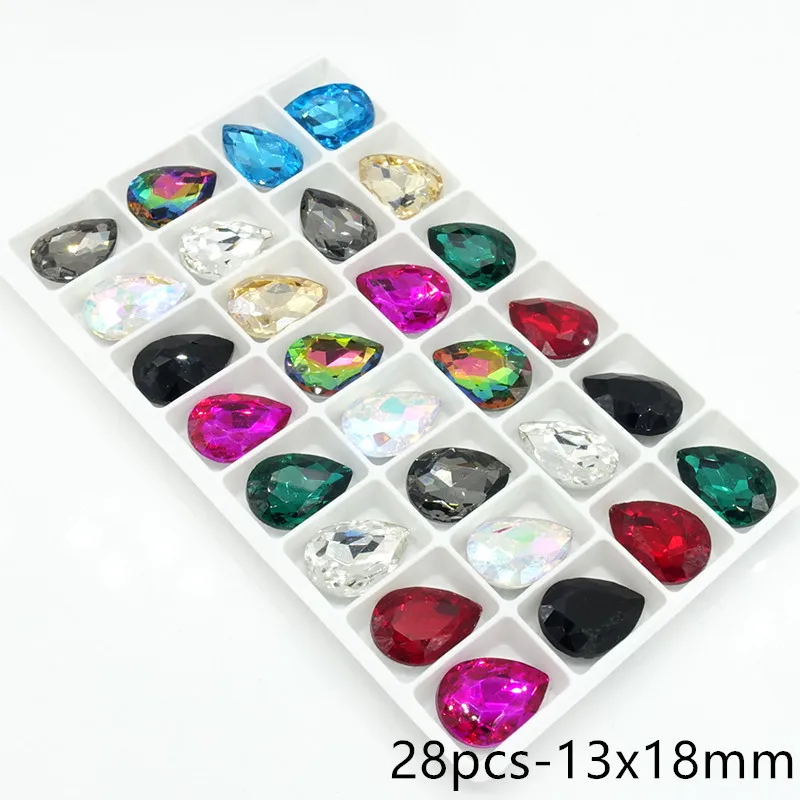 Смешанные цвета стеклянный кристалл в форме слезы Drop Стразы Loose Beads 7x10 мм 10x14 13x18