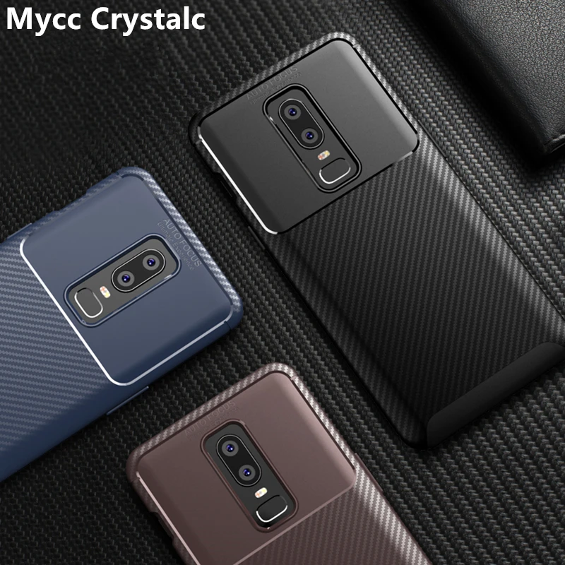 Чехол из углеродного волокна для Oneplus 6 A6000 тонкий прочный противоударный мягкий