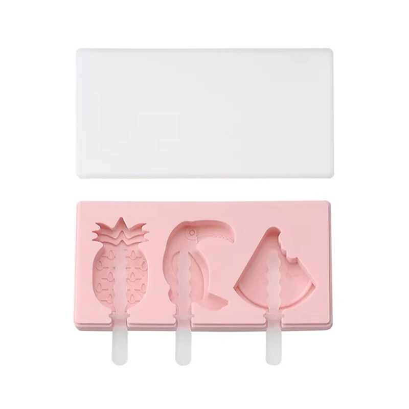 Bird Pink Силиконовая форма для мороженого с крышкой, форма для животных, форма для желе, форма для льда, форма для леденца, форма для льда, лоток для конфет, украшение - Цвет: Bird Pink