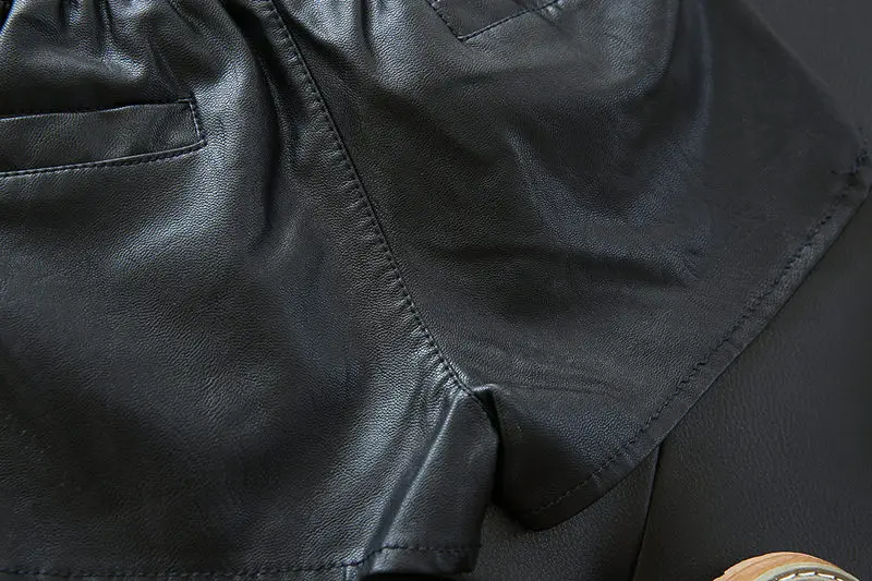 Шорты из искусственной кожи для девочек; Lederhosen; сезон весна-лето; крутые черные детские шорты для девочек; универсальные детские штаны с эластичной резинкой на талии
