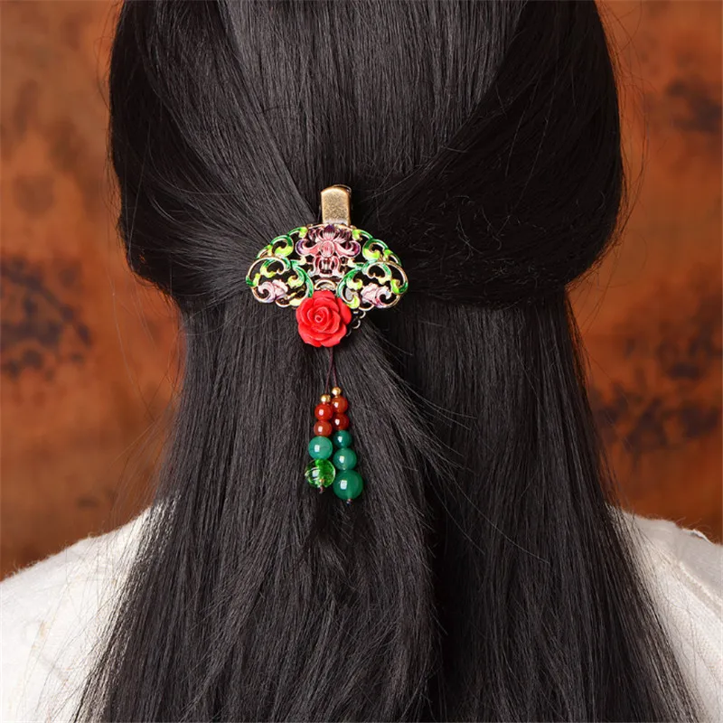Yanting, Винтажные заколки для волос, заколки с бабочкой, перегородчатая, модные украшения для волос для женщин, голубой камень, кисточка, украшение на голову, подарок 0131