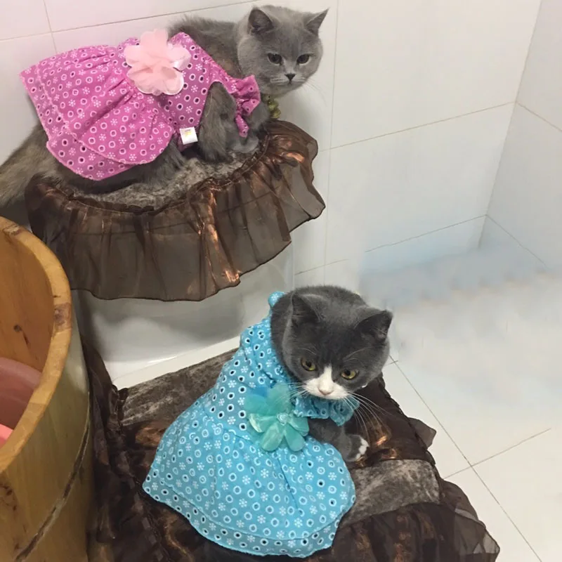 Милое Платье для кошки летняя одежда кошек и маленьких собак красивое платье