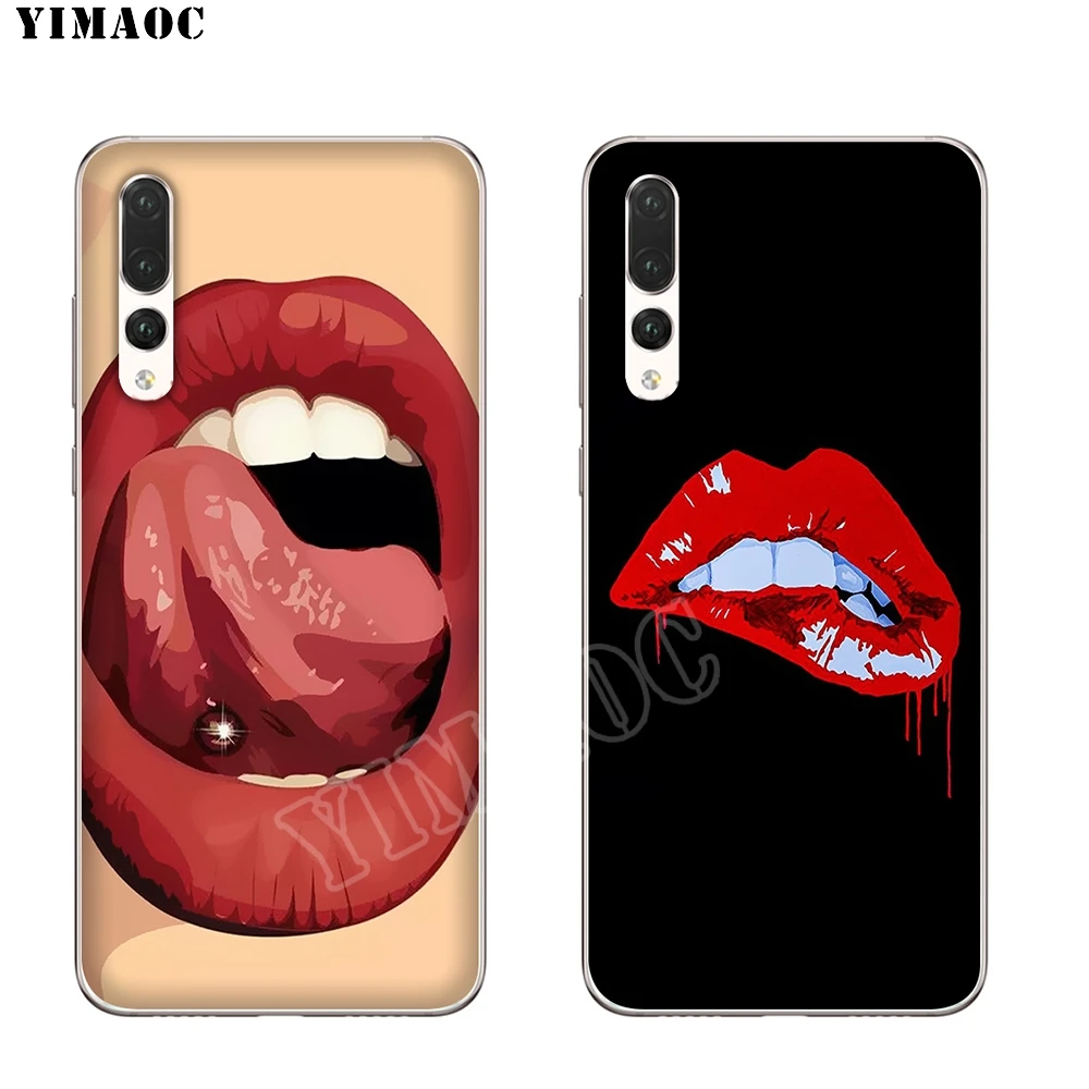 YIMAOC Lips Tattoo Ideas Soft TPU Silicone Cover for Huawei Mate 20 Pro Lite Nova3 3i Case Honor 10 8X Cases |