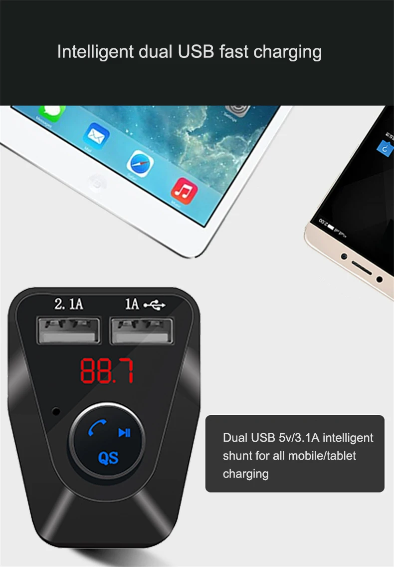 Weishan Hands Free Беспроводной fm-передатчиком Bluetooth TF AUX модулятор Автомобильный комплект MP3 плеер