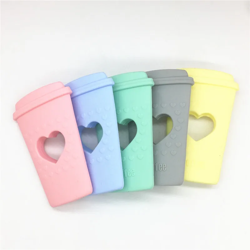 Chenkai 5 шт. BPA Free DIY Милая силиконовая чашка кофе Прорезыватель детское кольцо для соски подвеска-грызунок игрушки ремесла аксессуары