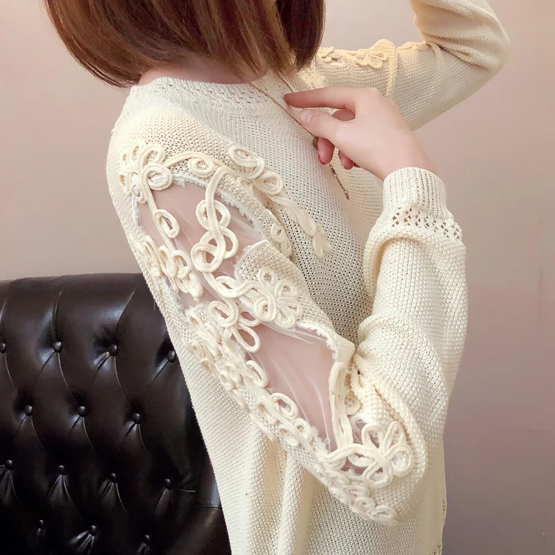 Spring Summer Women Hollow Sweater 2018 Autumn New Korean Loose Large Size Bright Mesh Yarn Female Bottoming Knitting | Женская одежда