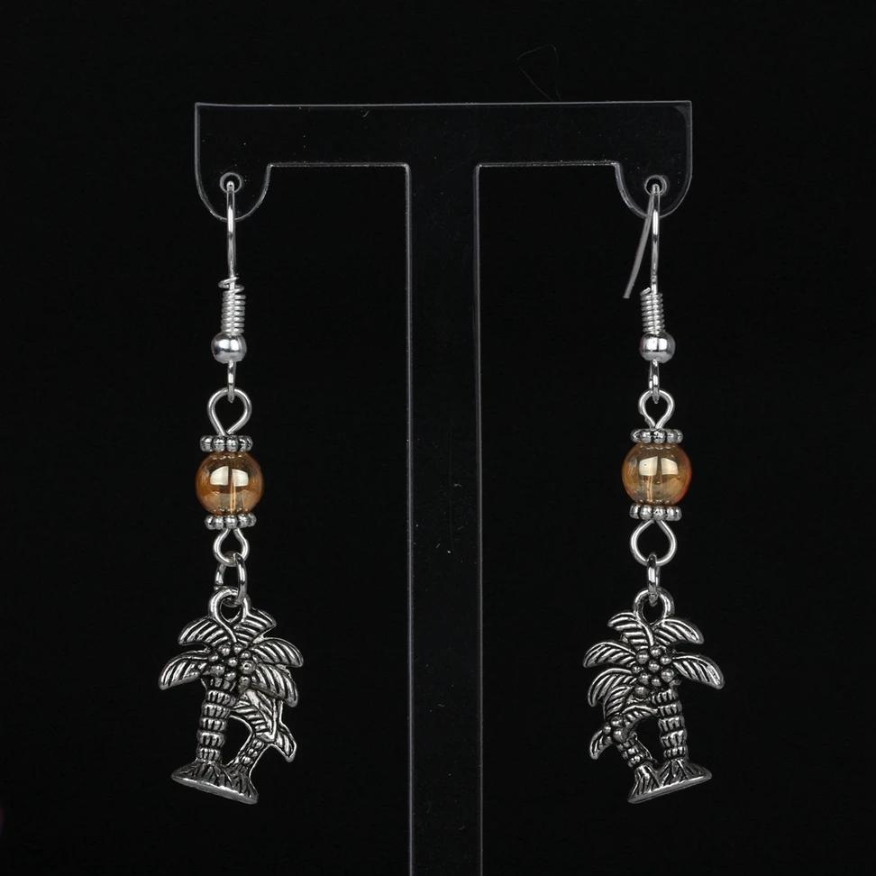 

Mixed Crystal Bead Dangle Earrings Beautiful Coconut tree Charms Drop Earrings For Women Accessories DIY Jewelry Hot Sale S144
