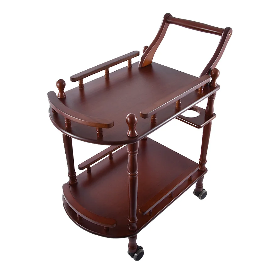 Новая гостиничная тележка из цельного дерева журнальные столы универсальная полка витрина Бытовая двухслойная передвижная чайные столы обеденный автомобиль