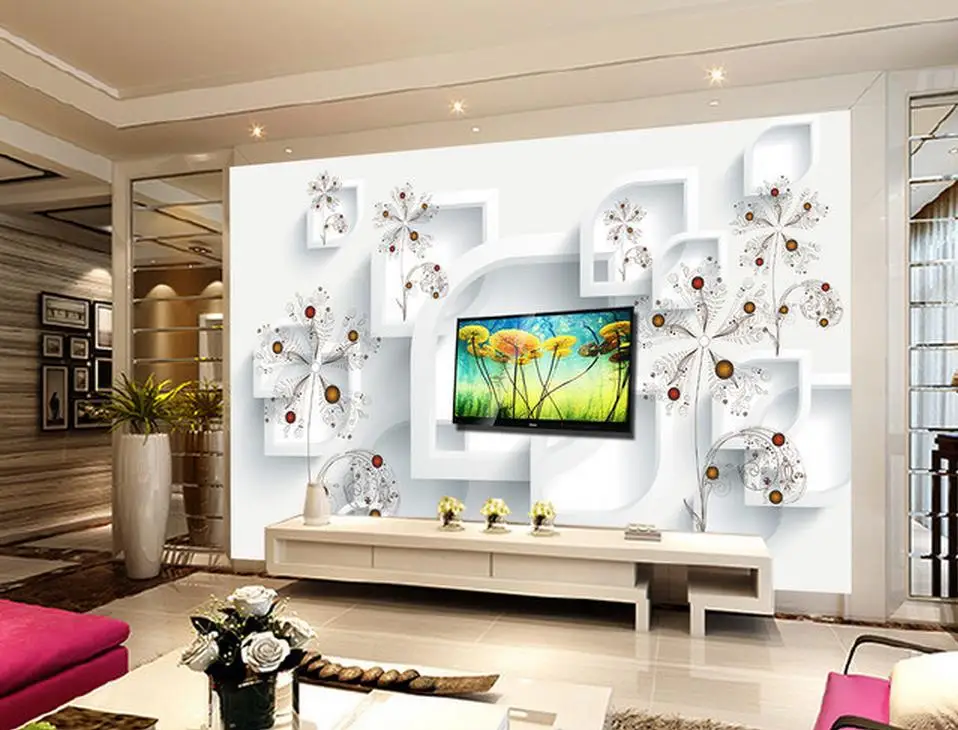 Домашний декор 3D кубики абстрактные цветы Европейский фон настенные 3d обои для