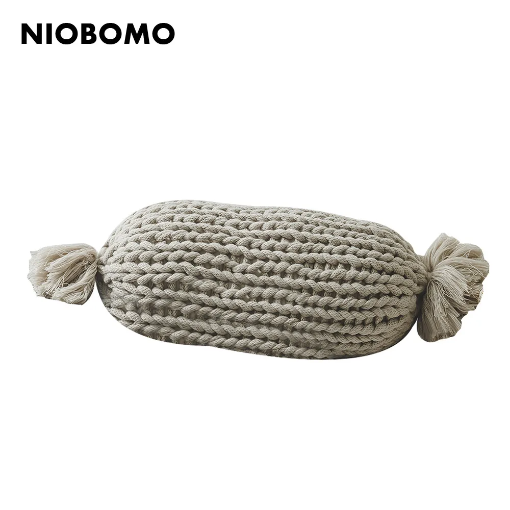 Niobomo акриловых волокон продолговатые трикотажные конфеты подушка 25*50 см