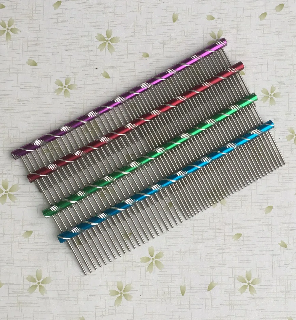 16 см Раскрашенная парикмахерская расческа для домашних животных из нержавеющей