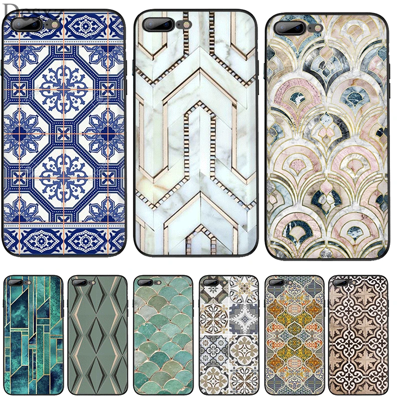 Силиконовый ТПУ чехол для телефона Марокко Арт Деко плитка карта iPhone 11 Pro X XS Max XR 6