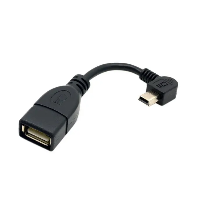 Левый Угловой 90 градусов USB Mini 5Pin папа к мама OTG Хост-кабель 10 см 50 короткий кабель 0