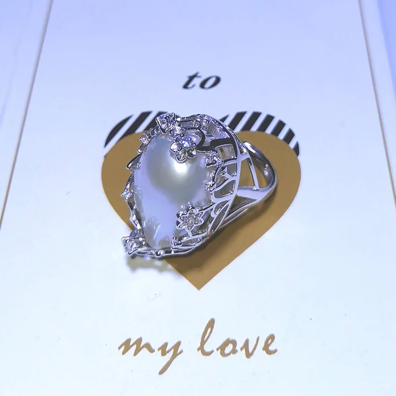 [YS] 925 Sterling Silver Ring 20-28mm Big Size Freshwater Baroque Irregular Pearl Fine Jewelry | Украшения и аксессуары