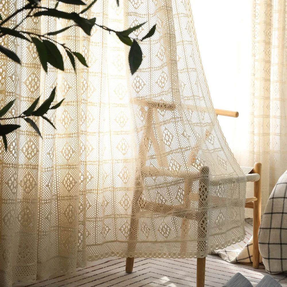 Ручная работа вязанная Штора для гостиной жалюзи французские окна спальное окно