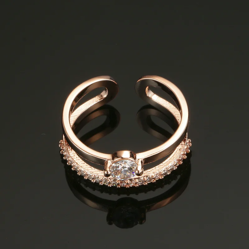 Женское кольцо с кубическим цирконием розовое золото рождественский подарок ZYR481