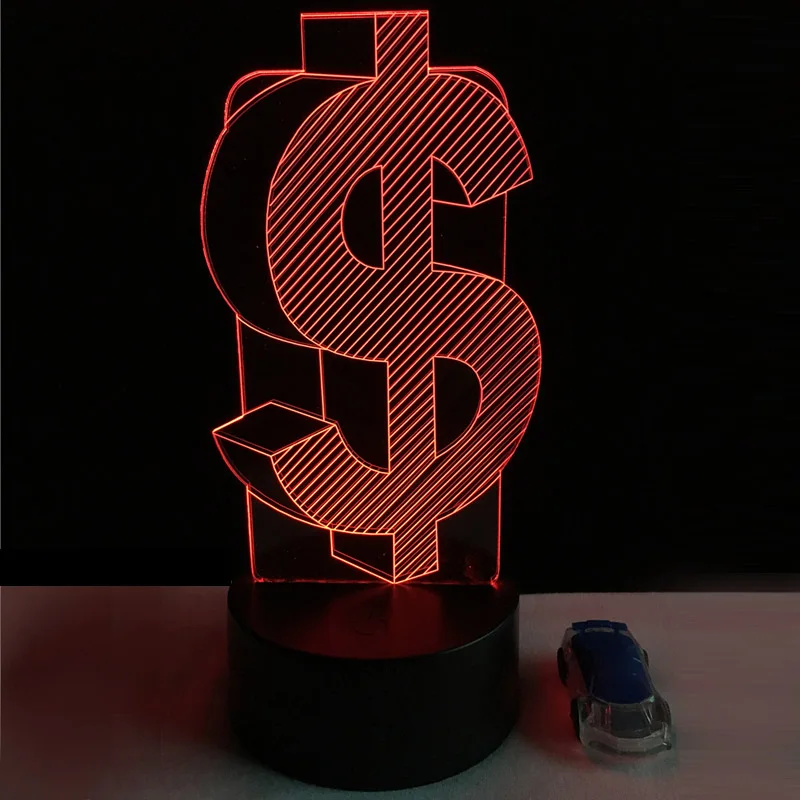 Уникальный 3D USD доллар ночной Светильник для предприятия домашний декор вспышка
