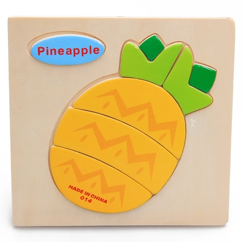 pineapple Дети 3D головоломки деревянные игрушки для дети мультфильм Животные движение фрукты головоломки интеллект детей Ранние развивающие игрушки - Цвет: pineapple