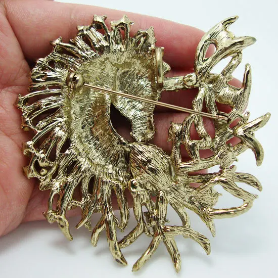 Новинка брошь в виде животного лошади единорога булавка Лон розовый кристалл