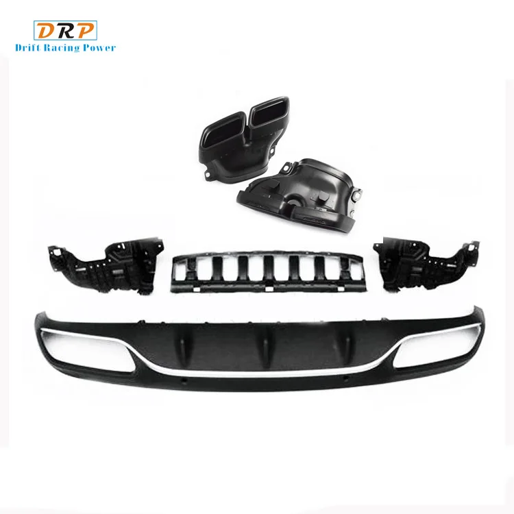 muffler and diffuser PP Автомобильный задний bumler диффузор для губ подходит for2014- Benz W205 класс c200 180 двойная дверь модифицировать до C63 AMG C купе и глушитель хвост - Цвет: muffler and diffuser