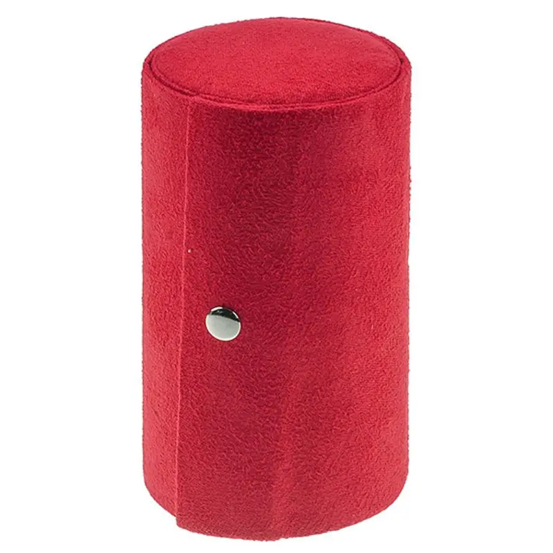 Красный Бархатная Ювелирная шкатулка для путешествий 3-Слои сверток на кнопках для хранения Серьги Браслет Дисплей - Цвет: Красный