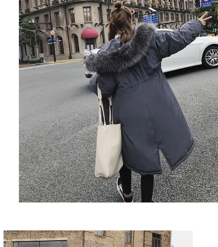 Big collar fur down parka women jacket pocket female thickening coat winter coat women down parka goose 8809